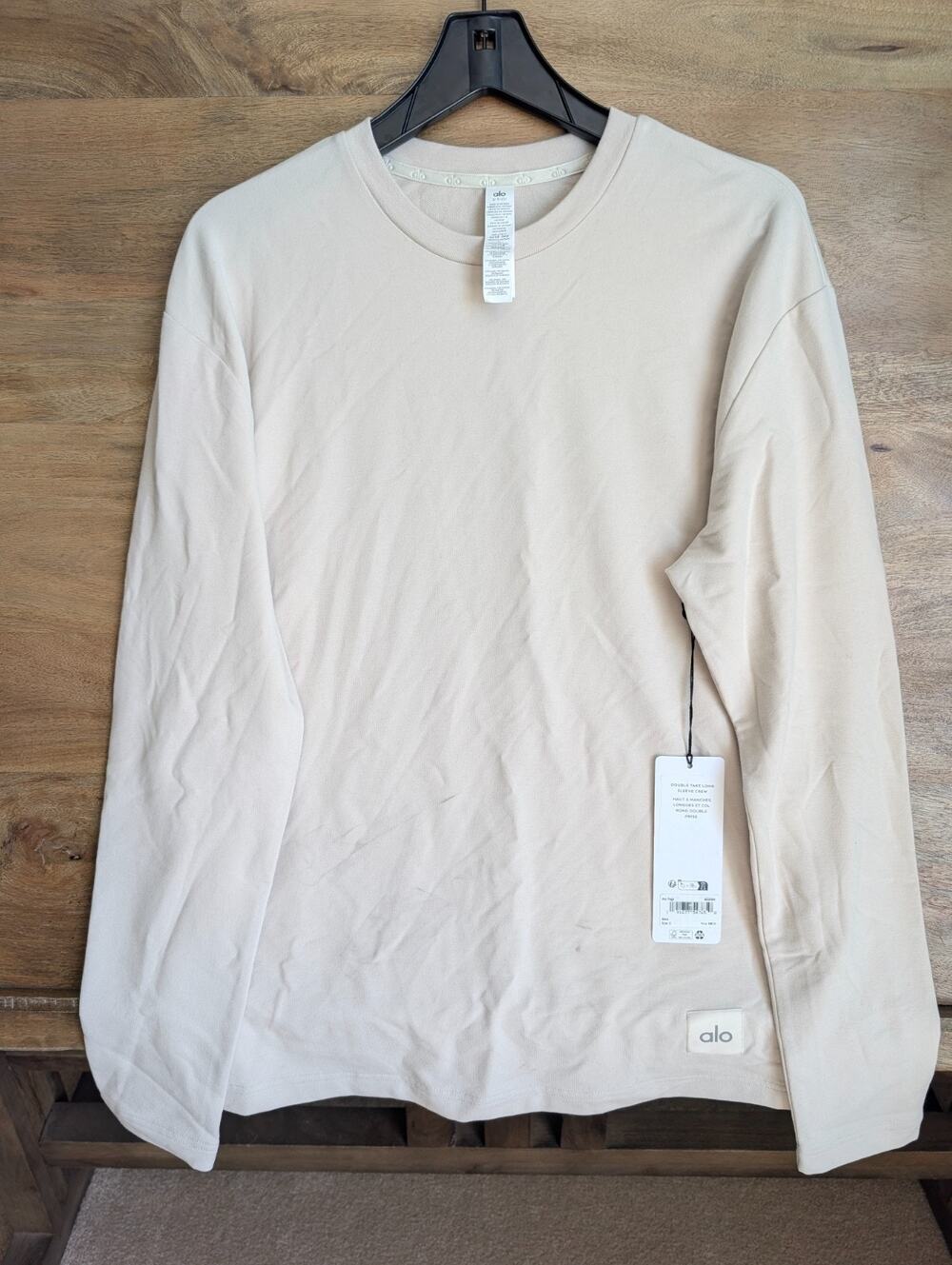 NWT Alo Yoga Double Take Long Sleeve Shirt Mens S Bone White Crew Neck M3299R